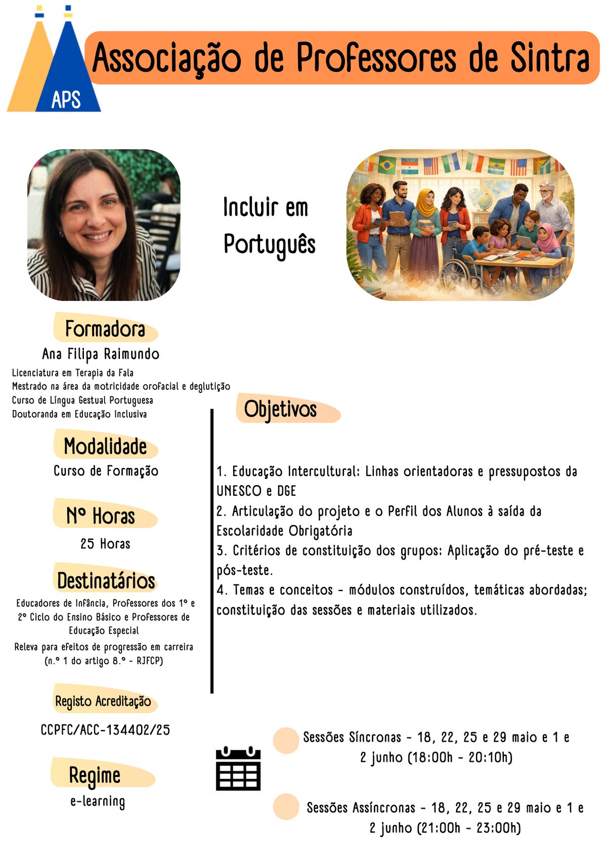 Cartaz da ação de formação Incluir em Português