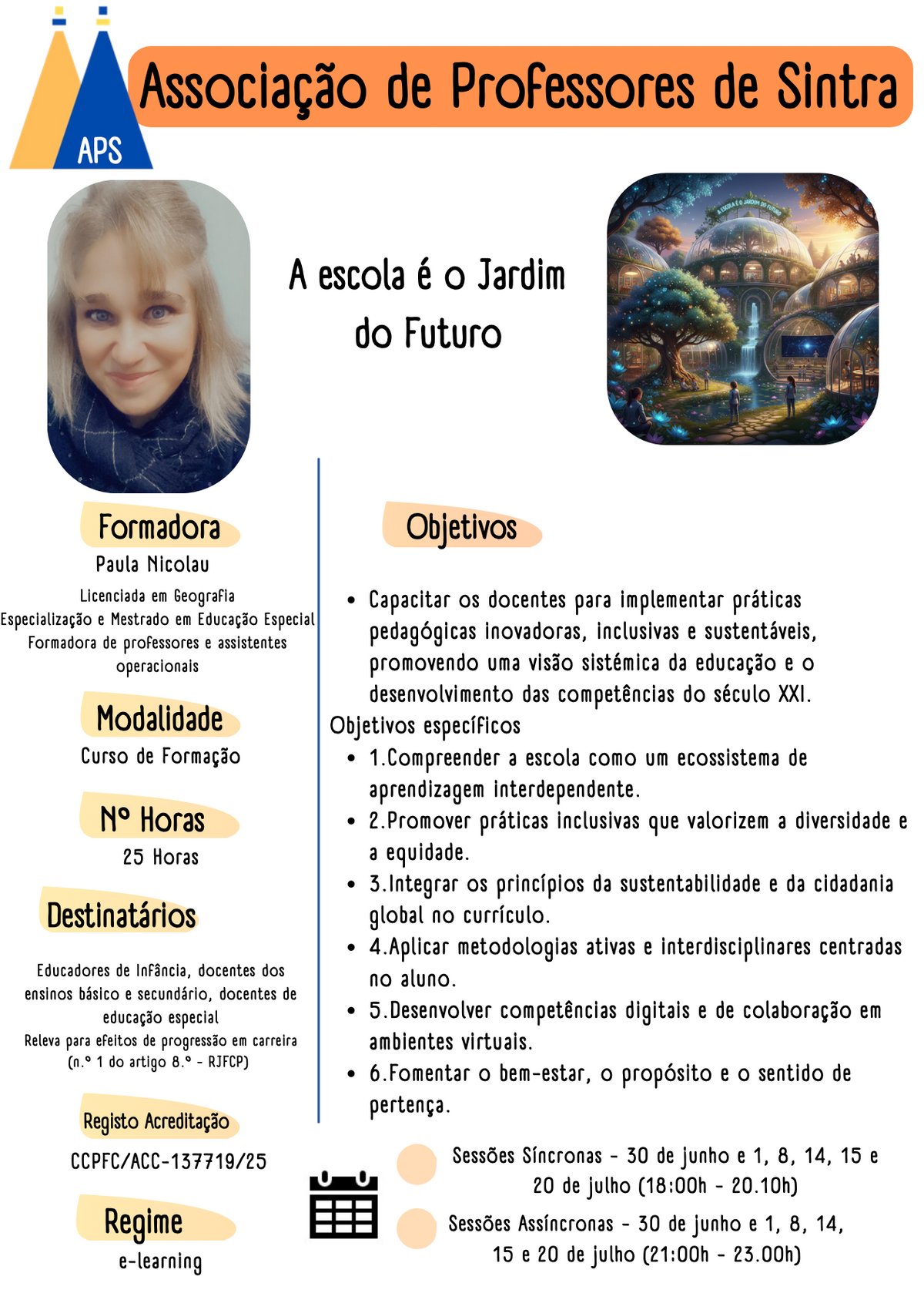 Cartaz da ação de formação A Escola é o Jardim do Futuro